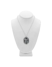 controse silver-toned de la mujer acero inoxidable La Eternal Lovers Cráneo Cameo Collar