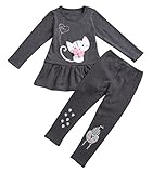 Aikobaby Baby Girls Cute Polka Dot Long Sleeve Outfits 2 Pieces Tops & Legging Pants Sets Fall Clothes, Black, 110-Age(4t)