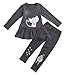 Aikobaby Baby Girls Cute Polka Dot Long Sleeve Outfits 2 Pieces Tops & Legging Pants Sets Fall Clothes, Black, 110-Age(4t)