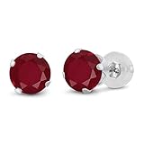 2.10 Ct 6mm Red Ruby Gemstone Birthstone 14K White