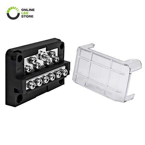 ONLINE LED STORE 12-Way Modular Ground Terminal Block [Expand with Up to 12 Fuses] [Protective Cover] [Copper Bus Bar] Distribution Block for Jeep Truck Boat Automotive