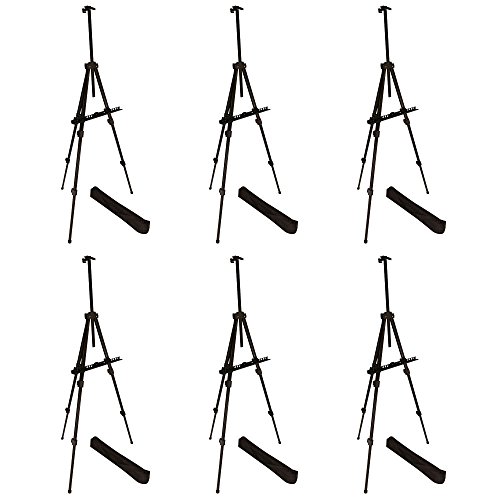 Berland Display Easel Stand, Aluminum Metal Tripod Portable Field Easel 22-71" Adjustable with Bag for Table-Top/Floor, Black Art Easels for Poster, Displaying, Flip Charts and Paint (6-Pack) - Thumbnail 4