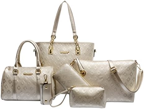 Kairuun Women 6 Set Large Capacity Handbag Shoulder Bags Tote Bag Arrow Pattern Crossbody Wallet