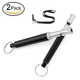 Higo Dog Whistle to Stop Barking, Adjustable Pitch Ultrasonic training tool Silent Bark Control for Dogs- Pack of 2 PCS Whistles with 1 Free Lanyard Strap