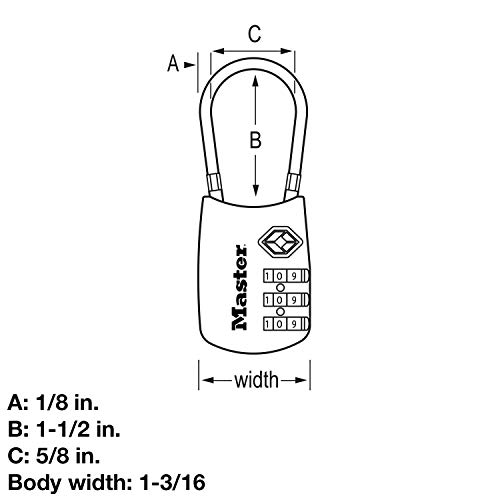 Master Lock TSA Set Your Own Combination Luggage Lock, TSA Approved Lock with Code for Luggage, Bags, Suitcase, and Backpacks, (Color May Vary), ‎4688D