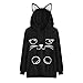 Girls Hoodie, Misaky Womens Cat Ear Blouse Sweatshirt Hooded Pullover Tops (L, Black)