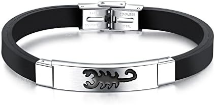Lary Jewelry Silicone Mens Bracelets Cool Stainless Steel Scorpion Design 7.48"