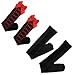 kilofly Black Thigh Highs Combo [Set of 2 Pairs] - Cross Net Back & Red Bowknots
