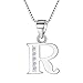 BriLove Gifts for Mom Women 925 Sterling Silver Cubic Zirconia 26 Initial Letter Alphabet Pendant Necklace for Mothers Day/Valentines Day/Birthday/Christmas/Anniversary
