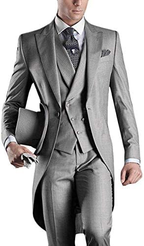 Mens 3 Piece Tuxedo Suit Classic Fit Double Breasted Vest Pants