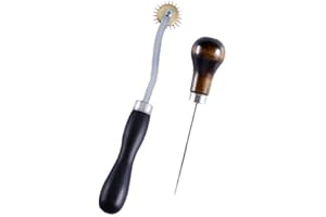Tailors Awl and Needle Point Tracing Wheel, Scratch Awl 4 1/2" Long Leather Tools, 4mm Leather Paper ClothSewing Overstitch W
