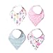 Copper Pearl 4 Pack Soft Cotton Baby Bibs for Drooling and Teething, Absorbent Drool Bibs for Baby Girl, Adjustable to Fit Newborns to Toddlers, Tons of Styles (Summer Set)