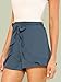 Romwe Women's Casual Tie Knot Summer Shorts Elegant Walking Shorts Blue S