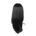 HAIR WAY Half Wigs for Black Women with Drawstring and Combs Medium Length Synthetic Straight Japanese Fiber Wig 3/4 Head for Daily Wear 16inches #1B