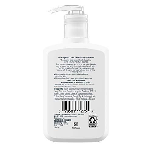 Neutrogena Ultra Gentle Foaming Facial Cleanser, Hydrating Face Wash for Sensitive Skin, Gently