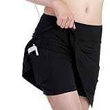 EAST HONG Women's Lightweight Running Skirt movement Fitness Tennis Golf skirt (XL, Black)