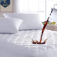 Ruili Full Quilted Fitted Mattress Pad, 100% Waterproof Hypoallergenic Mattress Cover Stretches up to 14 Inches Deep Pocket Hollow Cotton Alternative Filling - Mattress Protector Vinyl Free