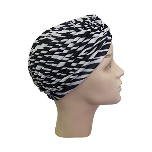 Zebra Turban Twist Pleated Hair Wrap Stretch Turban Womens Head Cover