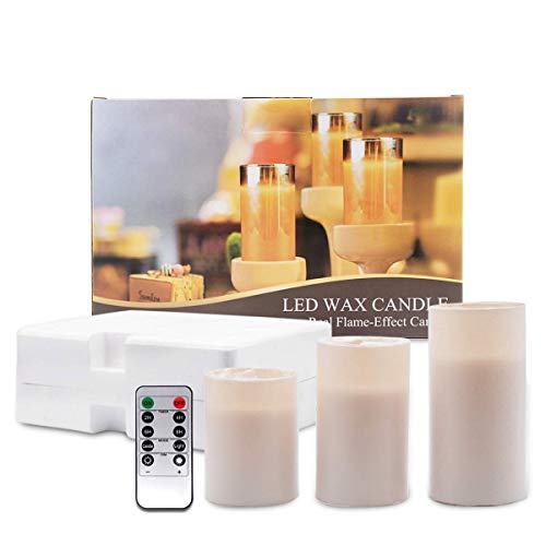 [2020 Upgrade]Glass Flameless LED Candles Flickering Gift, Brown Flame