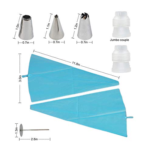 Xindinyi 38-in-1 Baking Supplies Cake Decorating Kits Tips with Storage Case, 32 Stainless Steel Icing Piping Tips with 2 Flower Nails, 2 Silicone Piping Bags and 2 Reusable Couplers