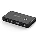 UGREEN USB 3.0 Sharing Switch Selector 4 Port 2 Computers Peripheral Switcher Adapter Hub for PC, Printer, Scanner, Mouse, Keyboard with One Button Swapping and 2 Pack USB Male Cable primary