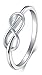 BORUO Infinity Ring - Sterling Silver Rings For Women - 925 Infinity Sterling Silver Rings - Knot Ring - Infinity Shape Silver Ring - Classic Gift for Special Occasions - Stackable - 2mm Size 11