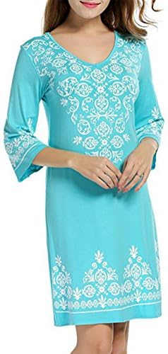 Sexymee Womens Classic Cotton Sleepwear Short Sleeve Nightgown Crochet Trim Sleep Dress,Light Green,XX-Large
