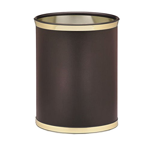 Waste Paper Basket with Polished Gold Featuring Classic
