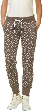 Sublevel Women's Ladies Jogg Pants in with Print Beige in Size L