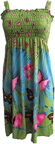 Women's Summer Butterfly Print Beach Casual Sundress (M, Green)