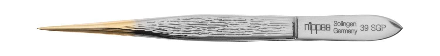 Nippes Solingen tweezers tweezers with pointed tips, gold-plated, tweezers