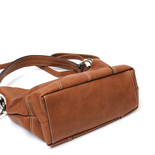 Americana Bucket Style Hobo Shoulder Bag with Big Snap Hook Hardware
