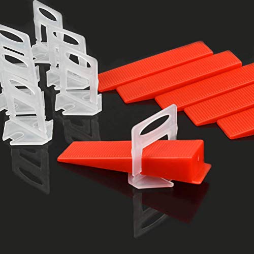 OFNMY Tile Leveling System, 300-Pack 1.5mm Leveling Spacers Clips + 100-Pack Reusable Wedges for Leveling Porcelain, Ceramic, Marble and All-natural Stone Tiles - Thumbnail 2