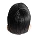 Brazilian Human Hair Bob Wigs with Bangs Yaki Machine Made Glueless Short Wigs with Wood comb and Wig Cap (12 Inch, Natural Color） (#1 jet black)
