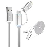 HOCO UPL08 1.2M/4ft 2-in-1 Lightning & Micro USB Cable with Intelligent LED Charging Lights,High Speed Charging Cable Data Sync for iPhone,iPad,Android Smartphones/Tablet (Grey)