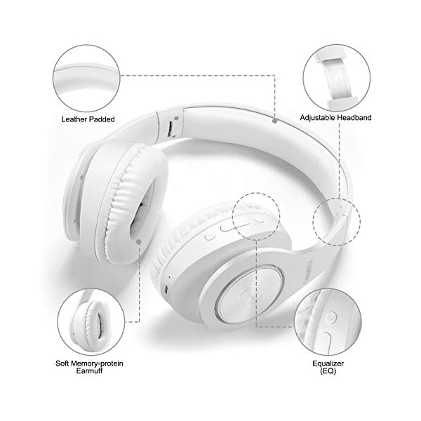 Bluetooth-Headphones-WirelessTuinyo-Over-Ear-Stereo-Wireless-Headset-35H-Playtime-with-deep-bass-Soft-Memory-Protein-Earmuffs-Built-in-Mic-Wired-Mode-PCCell-PhonesTV-White TUINYO Bluetooth Headphones Wireless, Over Ear Stereo Wireless Headset 40H Playtime with deep bass, Soft Memory-Protein…