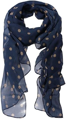 JOVANAS FASHION Chiffon Polka dot Scarf Sunscreen Shawl (Navy)