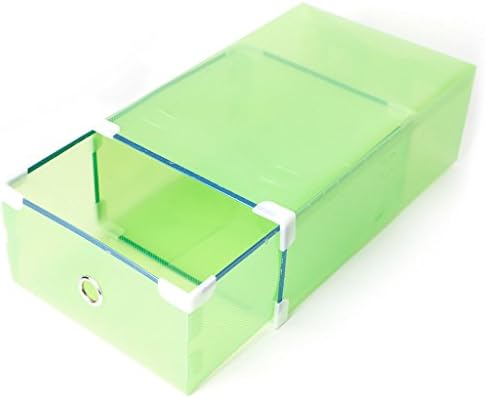 Timberlark Foldable Plastic Drawer Shoe Case Storage Stackable Shoes Box Organizer (Green)