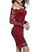 ACEVOG Women's Cocktail Party Dress Long Sleeve Bodycon Elegant Dresses (Medium, Wine Red)