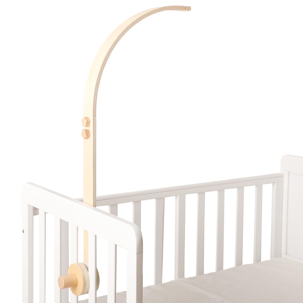 Promise Babe Baby Mobile Holder Wood for Hanging Baby Mobile, Changing Table Holder Wood Curve Wood Mobile Holder Newborn Boy Girl Baby Crib Deco Wooden Brown Crib Mobile Holder