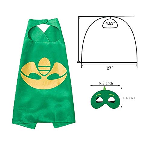 NuGeriAZ Halloween Costumes for Kids - Catboy Owlette Gekko Capes and Mask Superhero Capes for Kids (3Pcs)