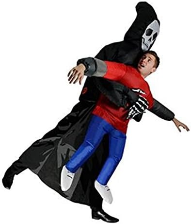 Luyeiand Inflatable Grim Reaper Halloween Scary Skeleton Fancy Cosplay Costume