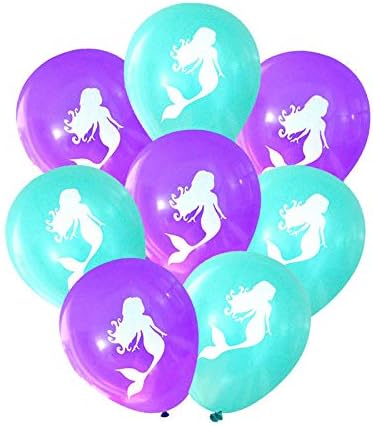 QUQUET Mermaid Tail Party Headband Happy Birthday Bunting Banner Mermaid Birthday Party Decoration Girl Baby Shower Under the Sea Party@10pcs_balloon