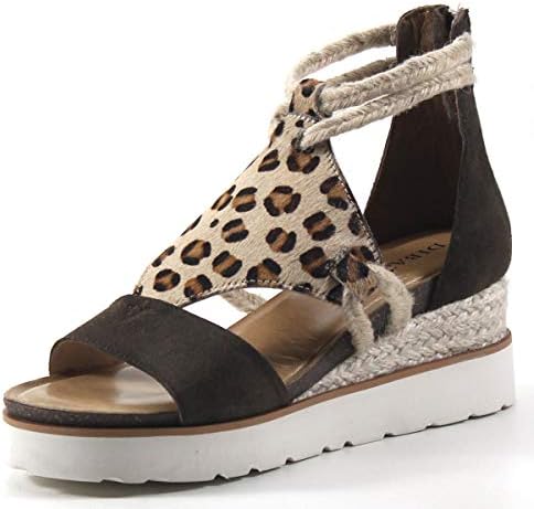 Diba True Green Clover Wedge Sandal (6.5, Brown/Leopard)