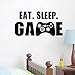 Eat Sleep Game Wall Decal, Video Gamer Boy Wall Sticker, Vinyl Game Décor Wall Stickers Art Design Stickers Wall for Home Playroom Bedroom Game Boys Room (Black, 27.5''L x 14''H)