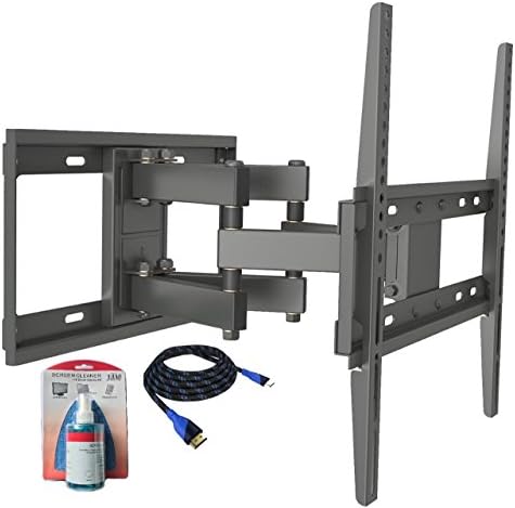 Husky Mounts Full Motion TV Bracket Fits Most 32-55 Inch LED LCD Heavy-Duty TV Wall Mount with Screen Cleaner Kit and HDMI Cable