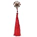 FANTAC CRAFTS Vintage Women Girl Hair Clip Bronze Tassel Bead Fan Kimono Hair Accessories Cosplay (Red)