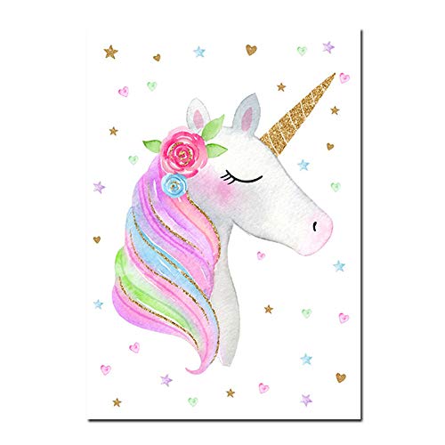 EVAIL Unicorn Wall Posters Rainbow Unicorn Canvas Wall Art Prints