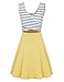MISSKY Women's Open Back Sleeveless Sexy Hollow out Slim Fit Black White Stripe Casual Cocktail Cute Mini Swing Dress (M, Yellow)