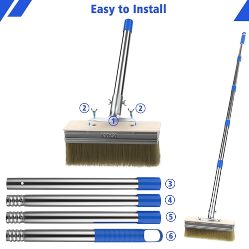 Deck Paint Brush With 55" Long Handle and 2 Pcs7.1"Paint Brush Heads,Decking Large Deck Stain Applicator for Walls,Woodfloors,Woodstains,Decking Paints,Decking Stains,Fence Wall Furniture